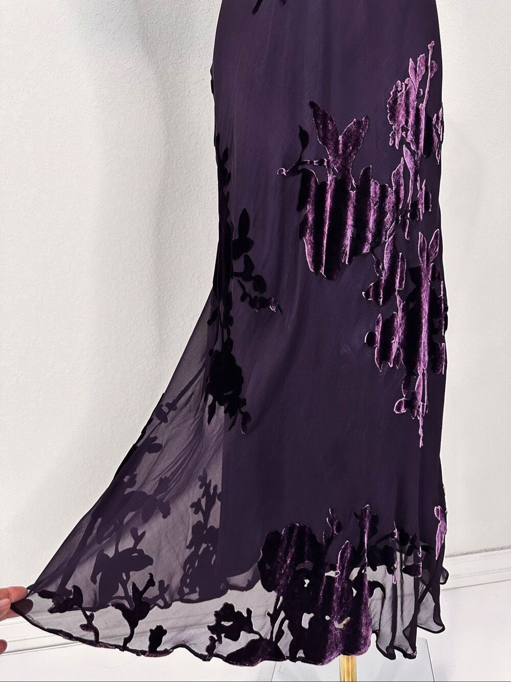 Vintage Jones New York Purple Silk Burnout Velvet Maxi Dress 10 Whimsigoth 90s - Picture 12 of 12